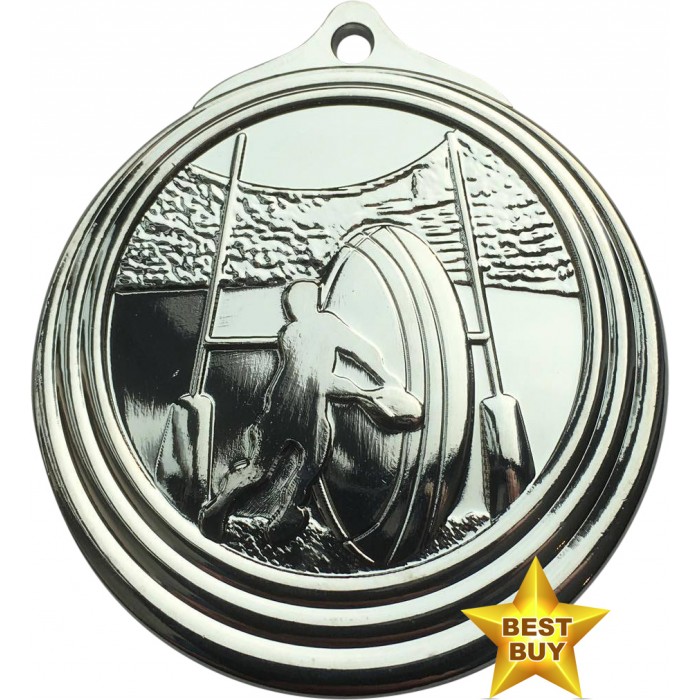 STAR BUY - 50MM SILVER RUGBY MEDAL 